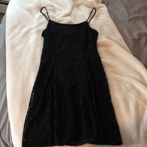 Simple black cocktail dress with lace